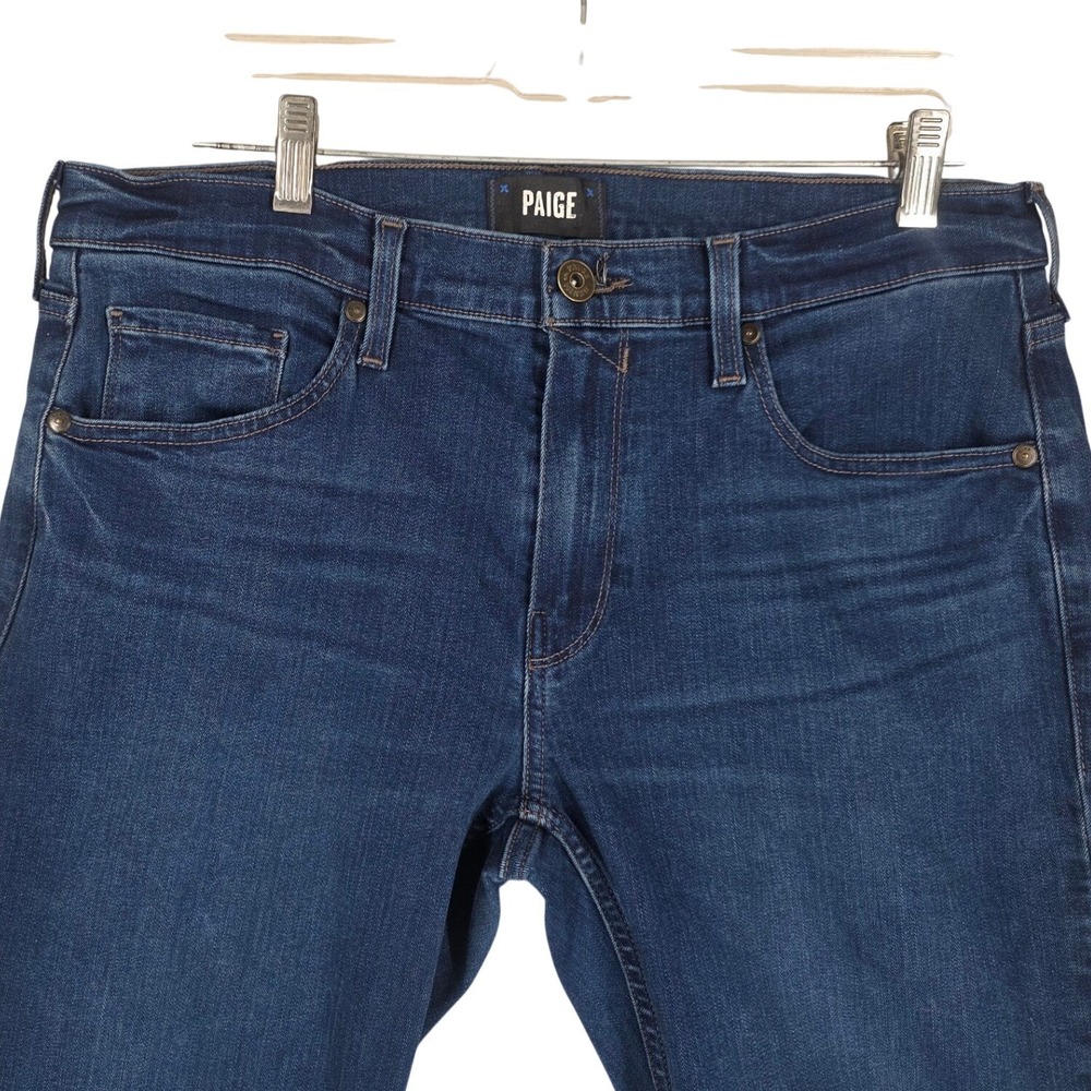 Paige Federal Blue Jeans Slim Straight Mens 33x33 (fits 32-34) Soft Stretch $209 - Picture 5 of 14